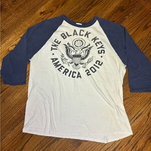 Anvil Men's Long Sleeve Raglan Tee - Blue and White Distressed